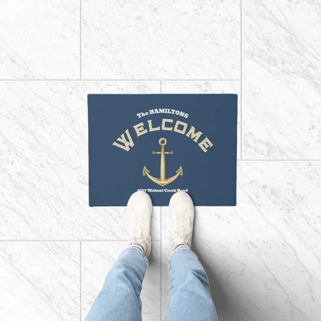 Anchor Custom Name and Text Nautical Doormat (Indoor)