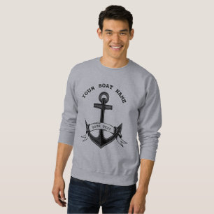 Anchor Custom Nautical Black Grey Mens Sweatshirt
