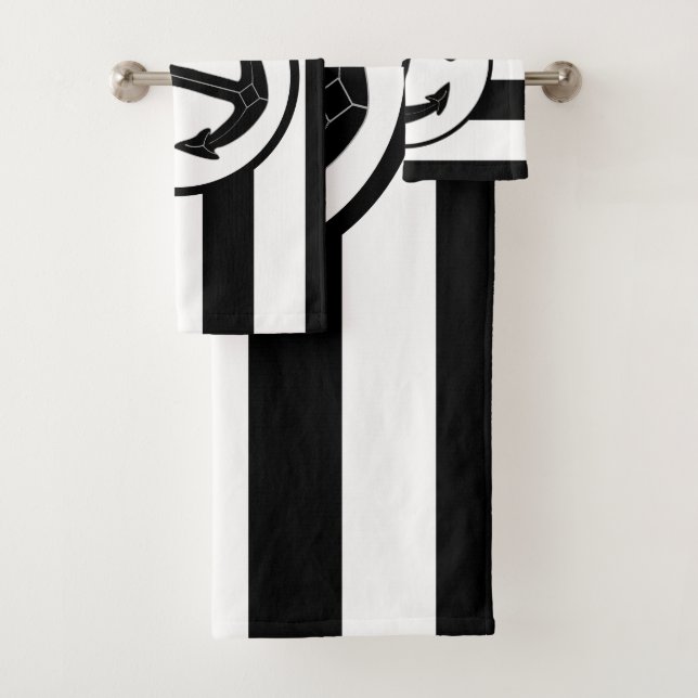 Anchor Design Black Striped Bath Towel Set (Insitu)