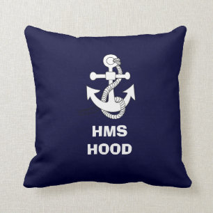 Anchor design, HMS HOOD Throw Pillow