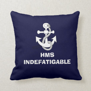 Anchor design, HMS INDEFATIGABLE Throw Pillow