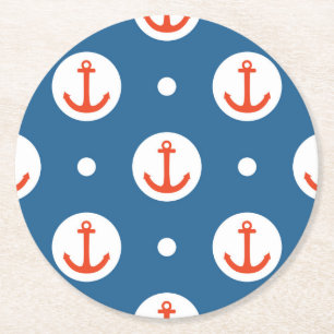 Anchor Dots Round Paper Coaster