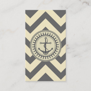 Anchor Down Chevron Cream Grey Business Card