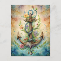 Anchor Flowers Ocean Nautical Pastel Coastal