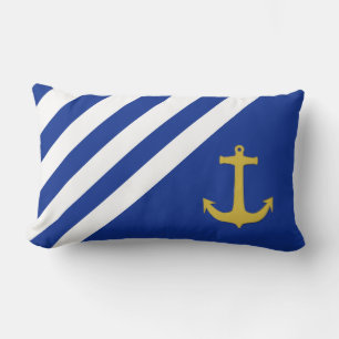 Anchor gold & stripes + your ideas lumbar pillow