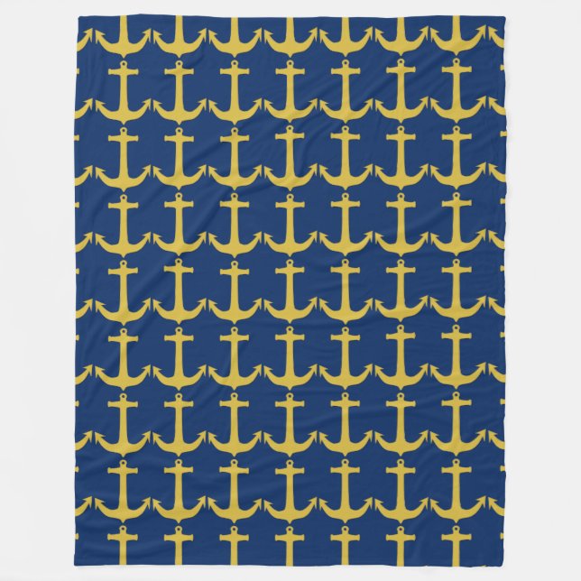 Anchor gold + your background & ideas fleece blanket (Front)