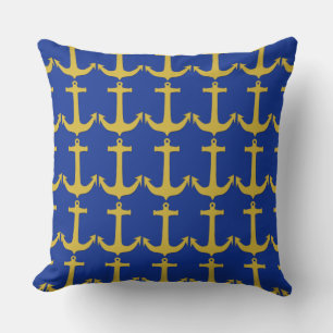 Anchor gold + your background & ideas throw pillow