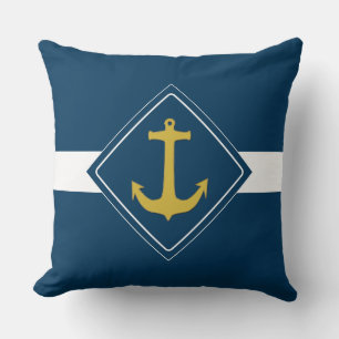 Anchor gold + your background & ideas throw pillow