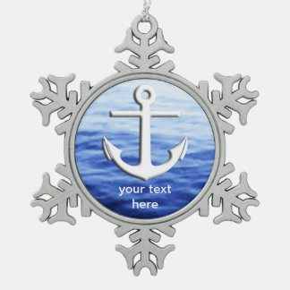 Anchor Graphic to personalize Snowflake Pewter Christmas Ornament