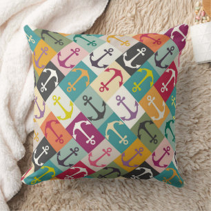 anchor herringbone mana throw pillow