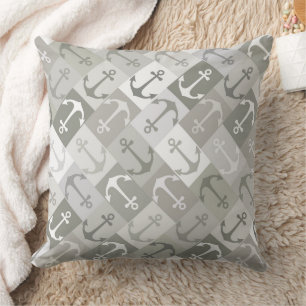anchor herringbone mono throw pillow