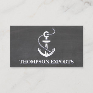Anchor Icon   Chalkboard Background Business Card