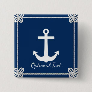 Anchor in Rope Frame Nautical 2 Inch Square Button