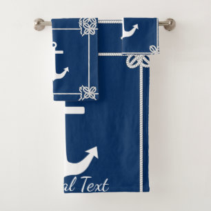 Anchor in Rope Frame Nautical Bath Towel Set