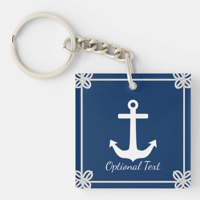 Anchor in Rope Frame Nautical Keychain (Front)
