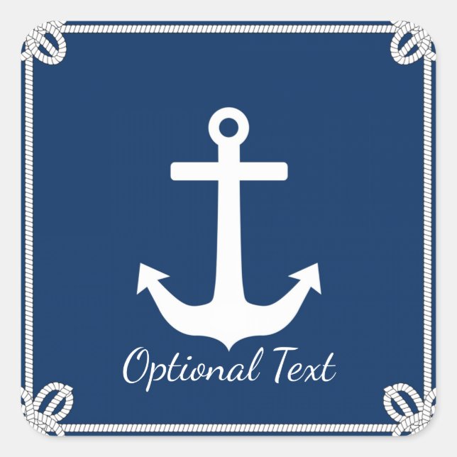 Anchor in Rope Frame Nautical Square Sticker (Front)