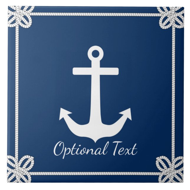 Anchor in Rope Frame Nautical Tile (Front)