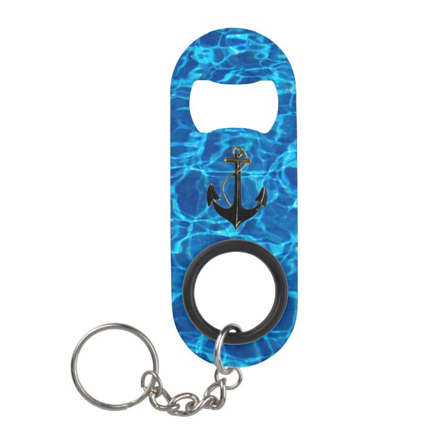 Anchor In The Blue Water Keychain Bottle Opener (Front)