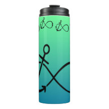 Anchor, Infinity & semi-colon Tumbler cup blu/grn