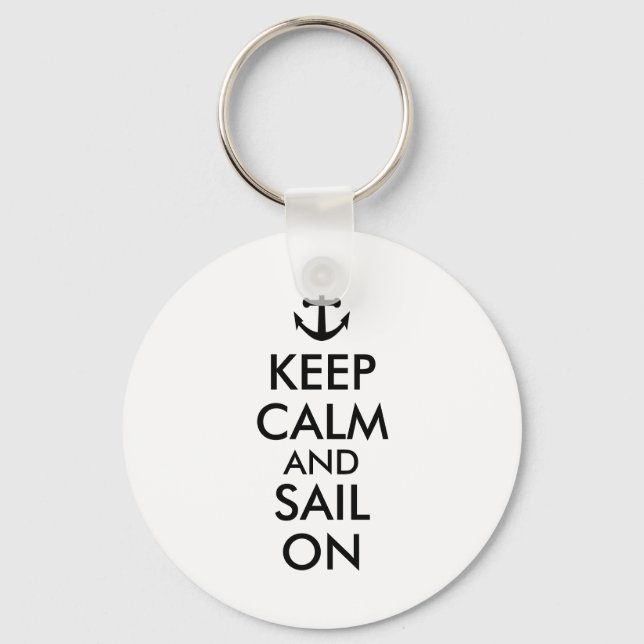 Anchor Keep Calm and Sail On Nautical Custom Keychain (Front)