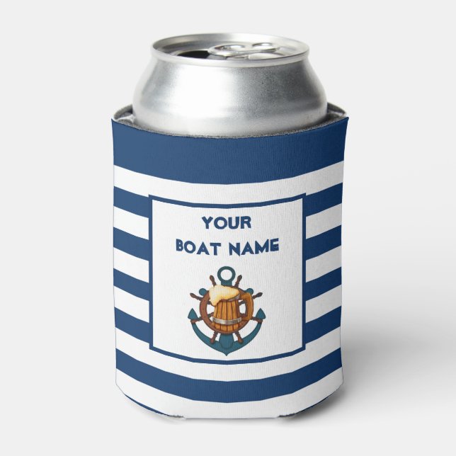 Anchor Lake Beer Lover Nautical Your Boat Name Can Cooler (Can Front)