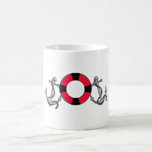 Anchor life ring red coffee mug