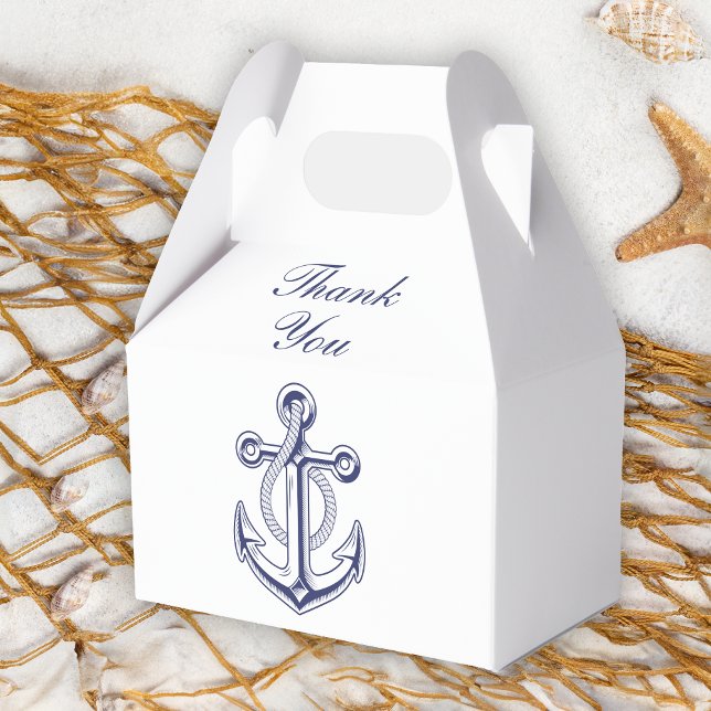 Anchor Love Sailor Navy Blue Nautical Wedding  Favor Box (Creator Uploaded)