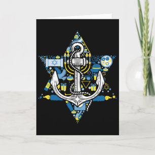 Anchor Menorah Star Hanukkah Boating Sailing Chanu Card