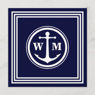 Anchor Monogram 5.25x5.25 Square Paper Invitation
