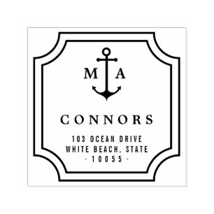 Anchor Monogram Frame Wedding Self Inking Stamp