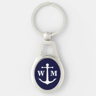 Anchor Monogram Metal Keychain