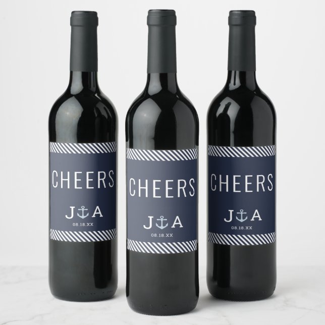 Anchor Monogram Nautical Wedding Labels (Bottles)