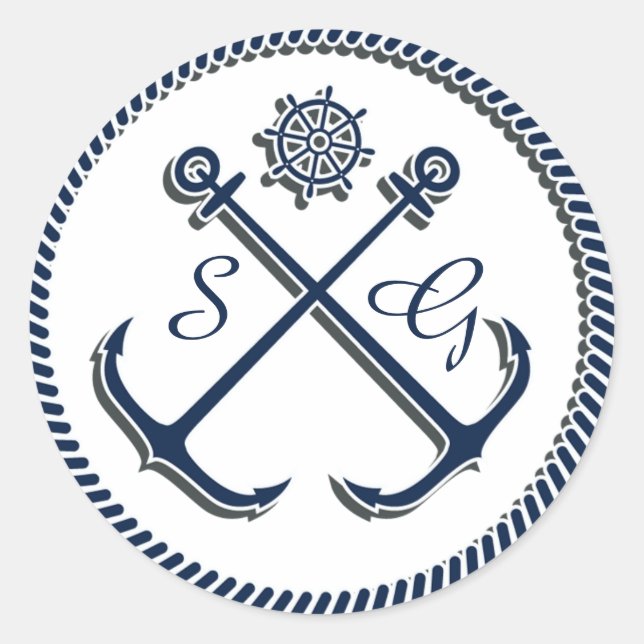 Anchor Monograms, Nautical wedding envelopes seals (Front)