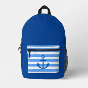 Anchor Nautical Aesthetic Deep Blue  Printed Backpack