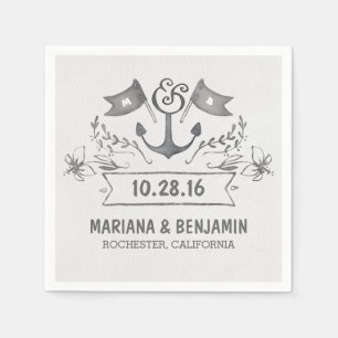 anchor nautical beach wedding paper napkins