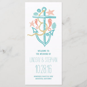 anchor nautical beach wedding program