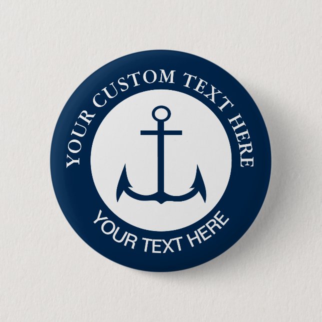 Anchor Nautical Custom Logo Icon  2 Inch Round Button (Front)