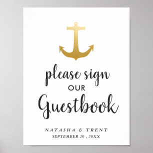 Anchor Nautical Faux Gold Foil Wedding Sign