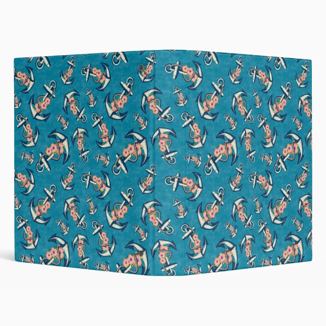 Anchor Nautical Floral on Blue Binder (Background)