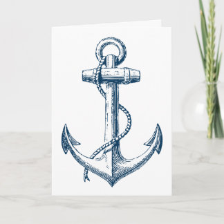 Anchor Nautical Greeting Card Gift Navy Blue White