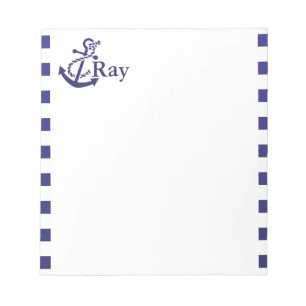 Anchor Nautical Monogram Name Notepad