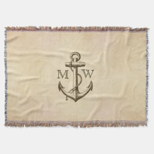Anchor, Nautical Monogram Throw Blanket