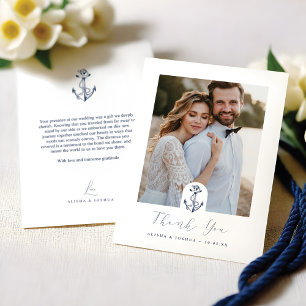 Anchor Nautical Navy & White Photo Thank You