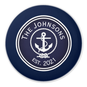 Anchor Nautical Seal  Ceramic Knob