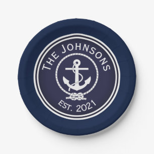 Anchor Nautical Seal Paper Plate