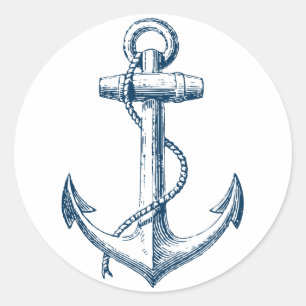 Anchor Nautical Sticker Decor Gift Navy Blue White