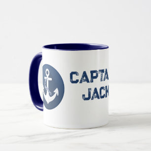 Anchor Nautical Symbol Classic White Navy Blue  Mug