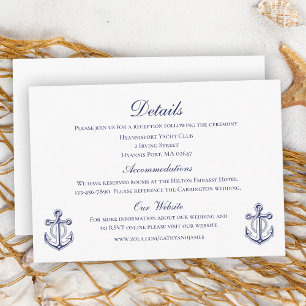 Anchor Navy Blue Nautical Wedding Details Enclosure Card