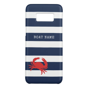 Anchor Navy Blue Stripes Red Crab Boat Name Case-Mate Samsung Galaxy S8 Case