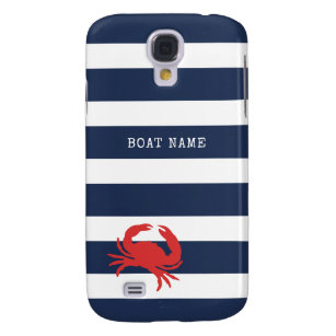 Anchor Navy Blue Stripes Red Crab Boat Name